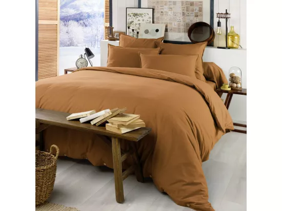HEDDA - Taie de Traversin 85x185cm Flanelle de Coton Coloris Camel