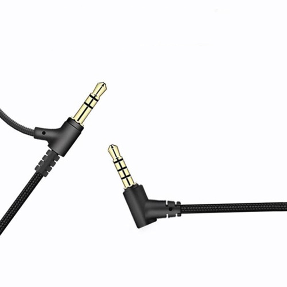 (1.5m) 3.5mm Klinke (m) auf (m) Audio Stecker Stereo AUX geflochtenes Kabel mit Mikrofon und Lautstärkeregler - Schwarz