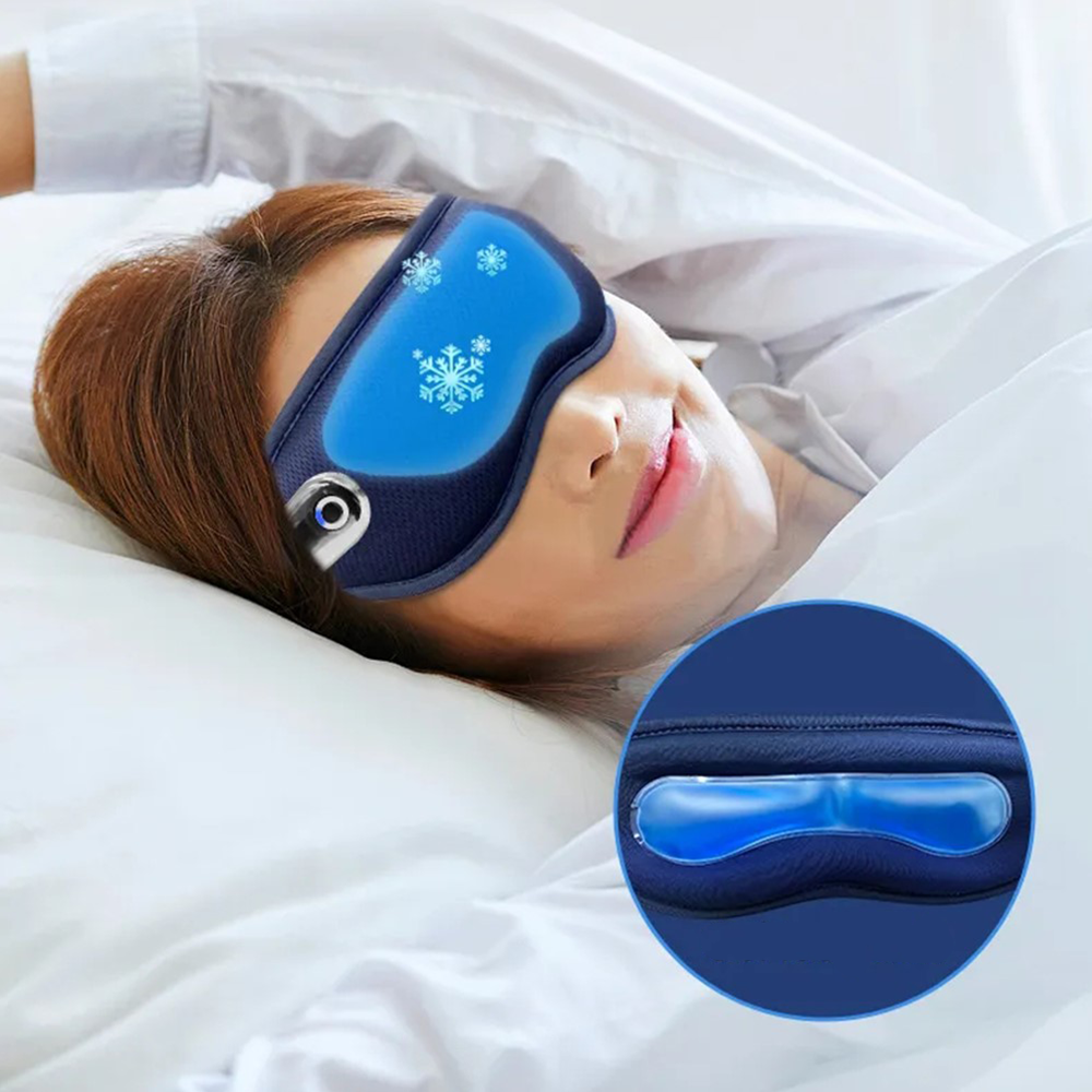 2in1 Elektrische USB Augenmaske Wärmende Massage Maske Kühlende Augenbinde - Dunkelblau