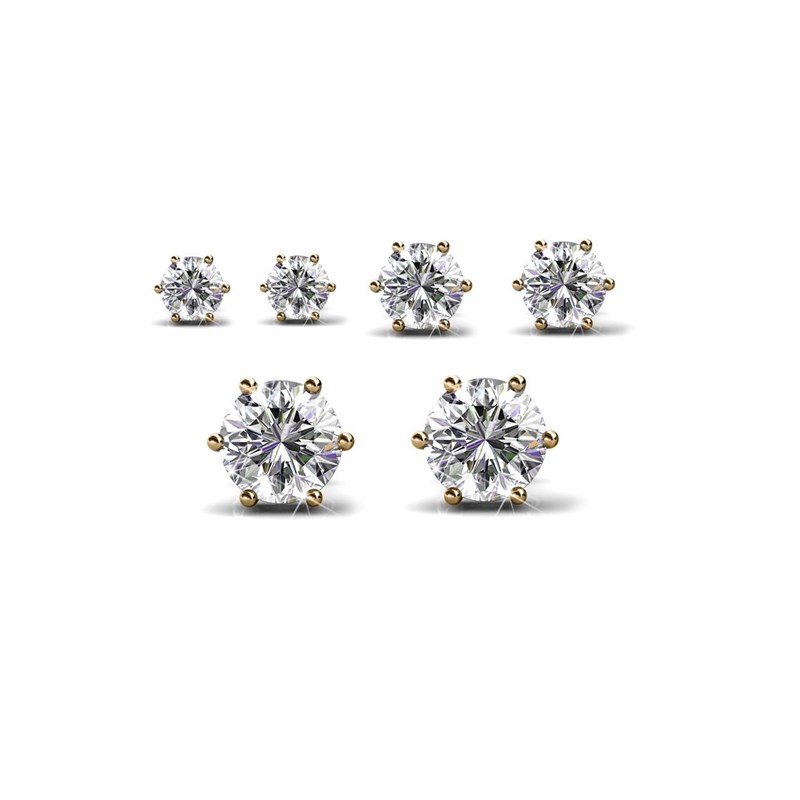 Boucles d'oreilles Trinity - Lot de 3 paires - Doré et Cristal