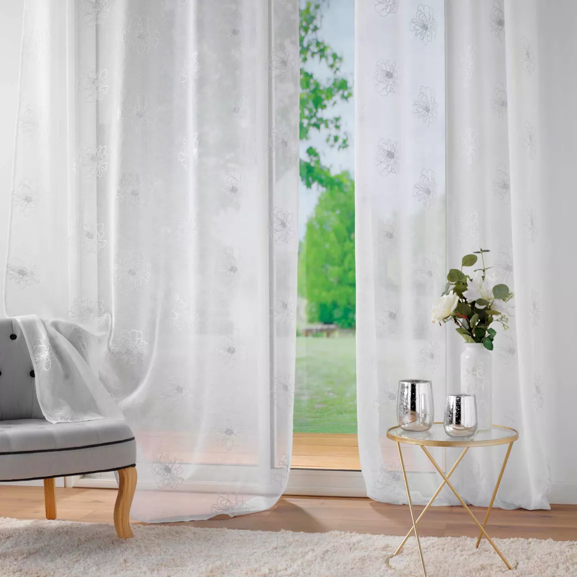 Voilage brodé œillets (140 x 240 cm) Sublimini Blanc