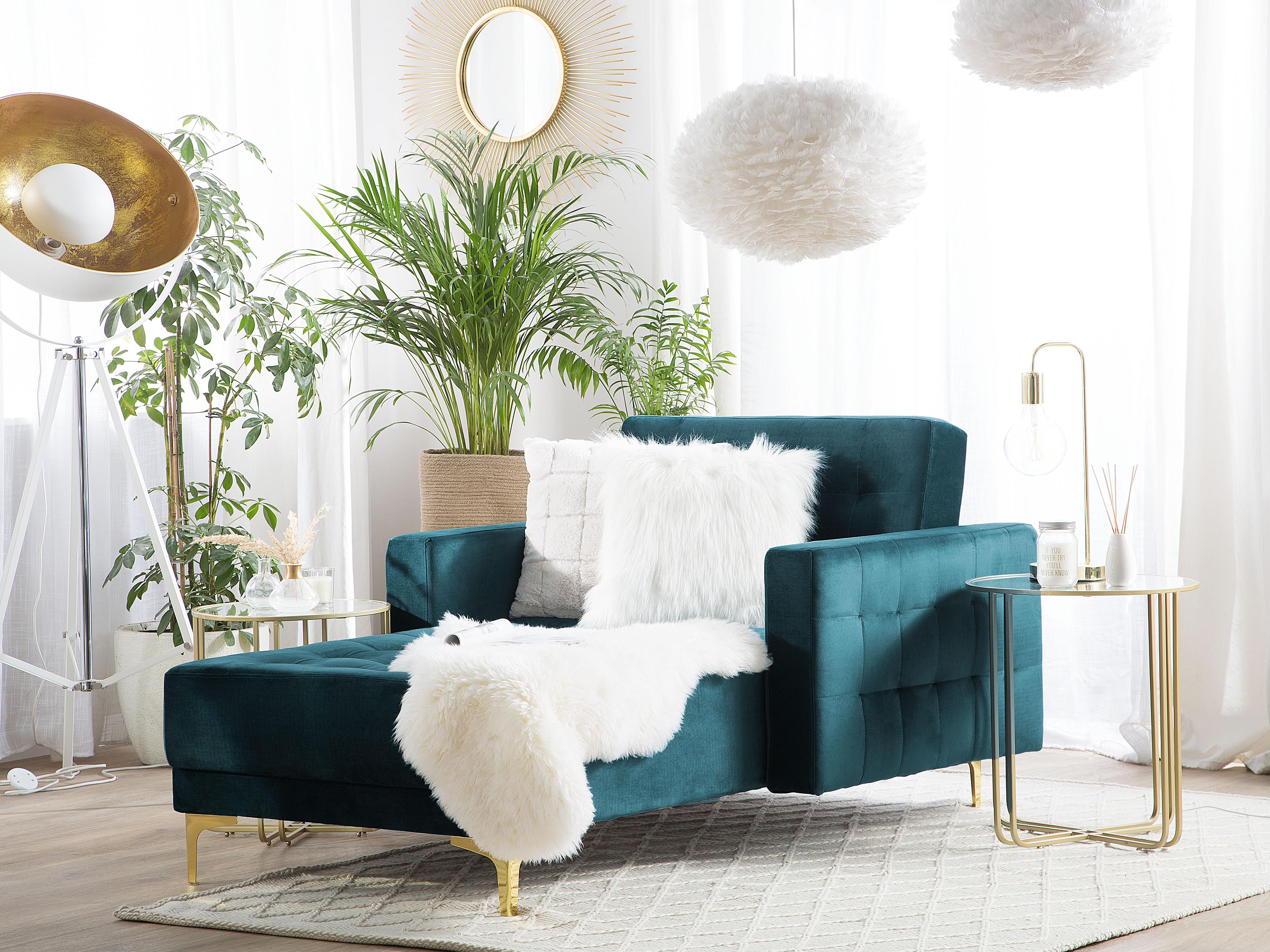 Chaise longue ABERDEEN Fluweel Groenblauw