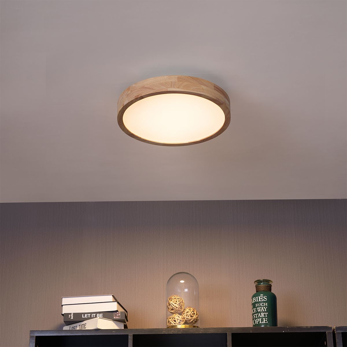 Scandinavische plafondlamp hout 40cm incl. LED dimbaar - Pecker