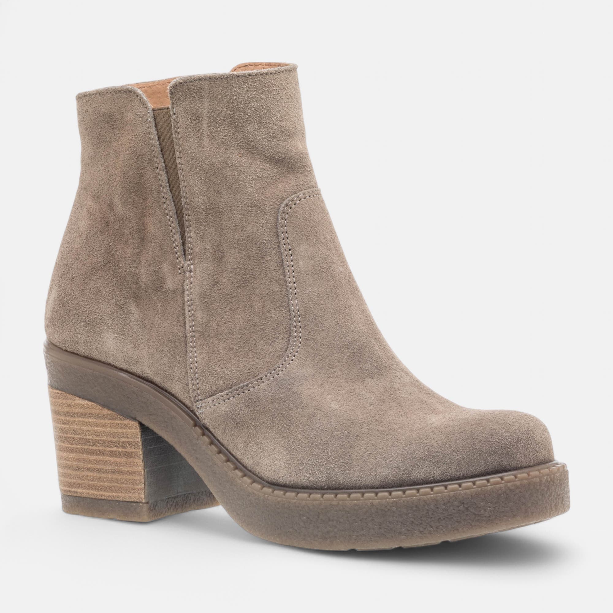 Bottines à talon Femme en cuir taupe