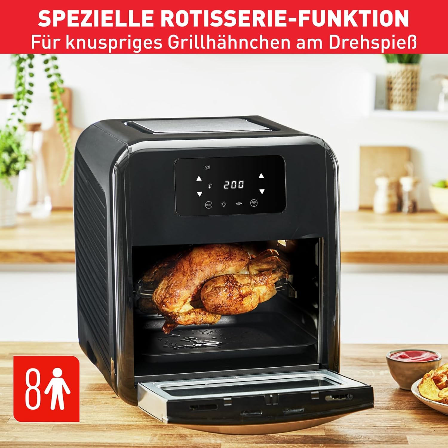 Tefal Easy Fry Oven & Grill 9-in-1 Heißluftfritteuse, 11 L für 6 Portionen, 7 Zubehörteile, 8 Programme, Online-Rezepte, gesunde Fritteuse ohne Öl, schnell & energiesparend, schwarz, FW5018
