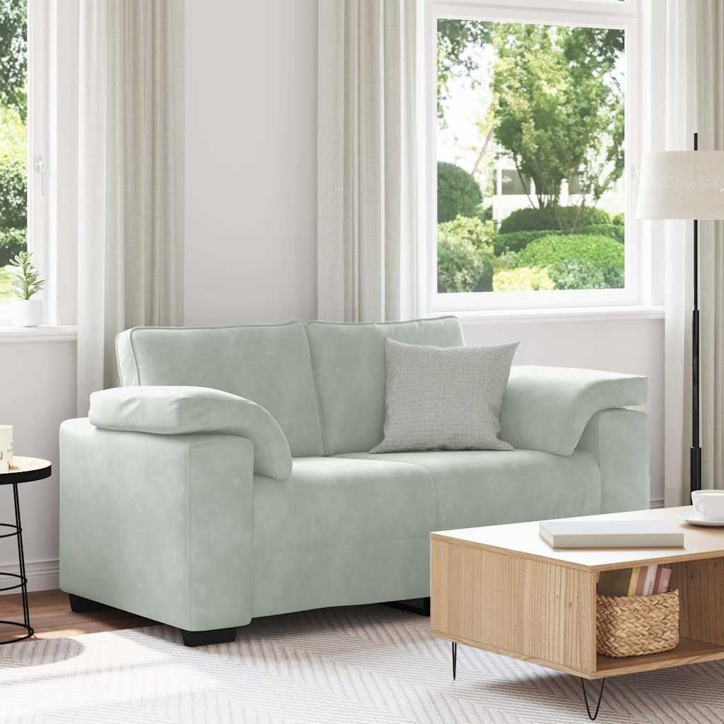 vidaXL Zweisitzer-Sofa Hellgrau 120 cm Samt, 2-Sitzer-Sofa, Couch, Wohnzimmer-Sitzmöbel, Sofa, gepolstertes Sofa