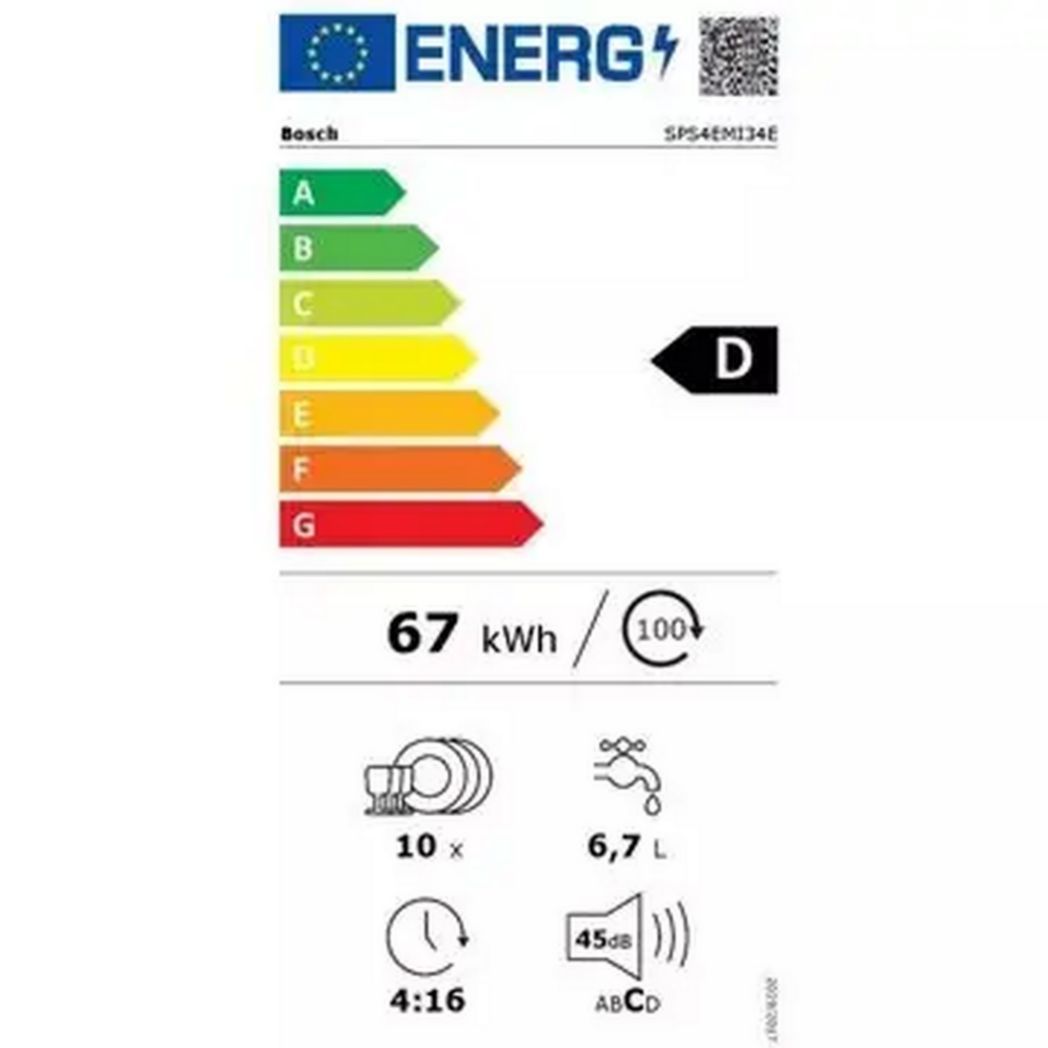 Lave-vaisselle 45 cm BOSCHSPS4EMI34E Série 4 Serenity Efficient Dry