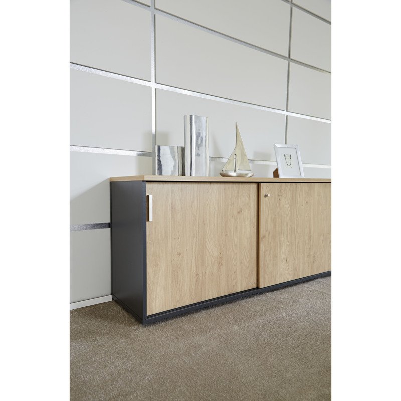 Bahut Eden H 72,5 x L 160 cm top et portes chêne clair