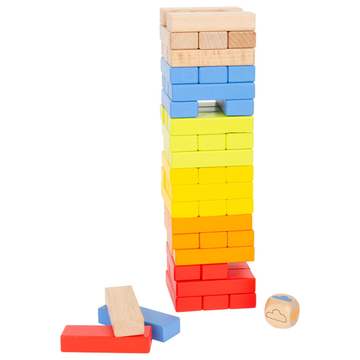 Small Foot-Houten Regenboog Wiebeltoren Spel