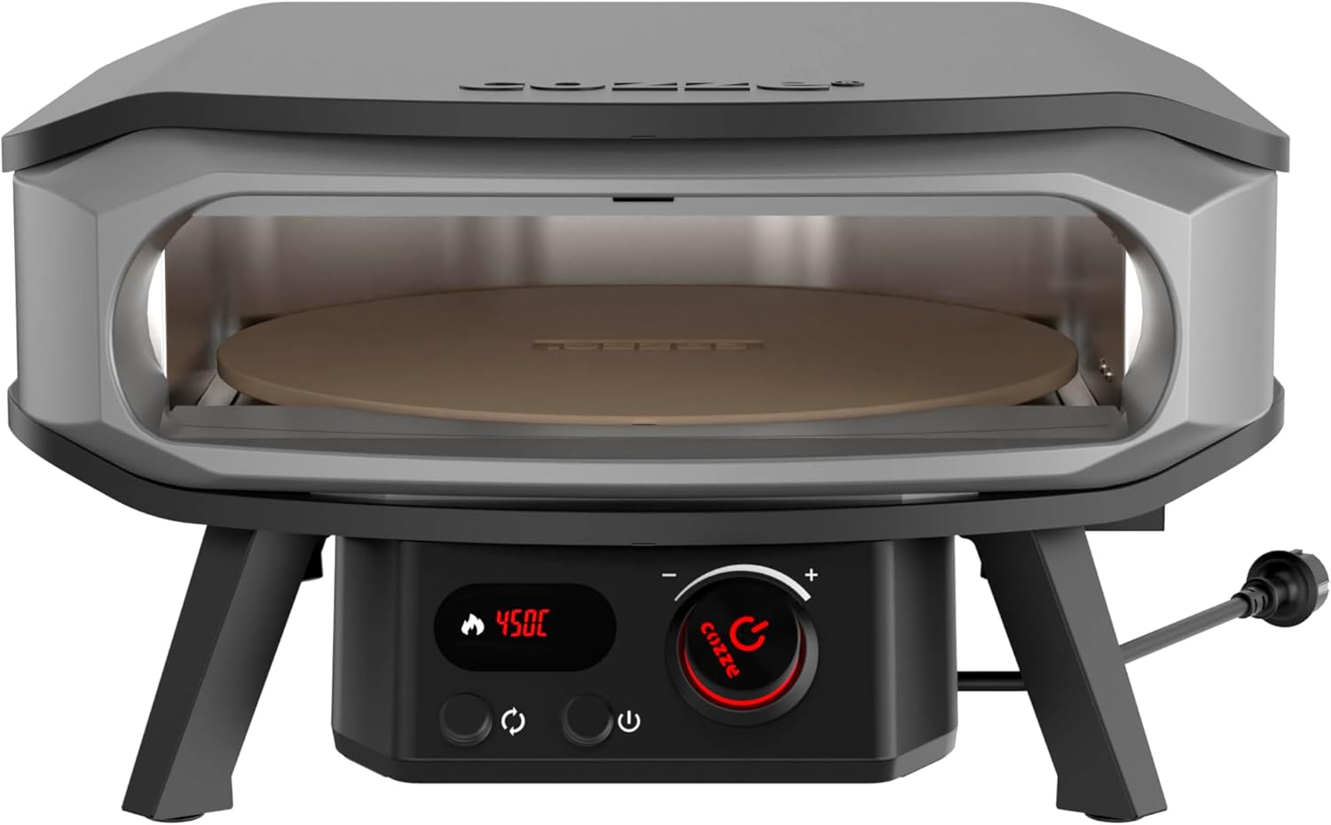 cozze® 17' PREMIUM ROTATE Pizzaofen Elektrisch mit Drehstein inkl. Regler und 2 m. Stecker, 230V – Perfekt für knusprige Pizzas