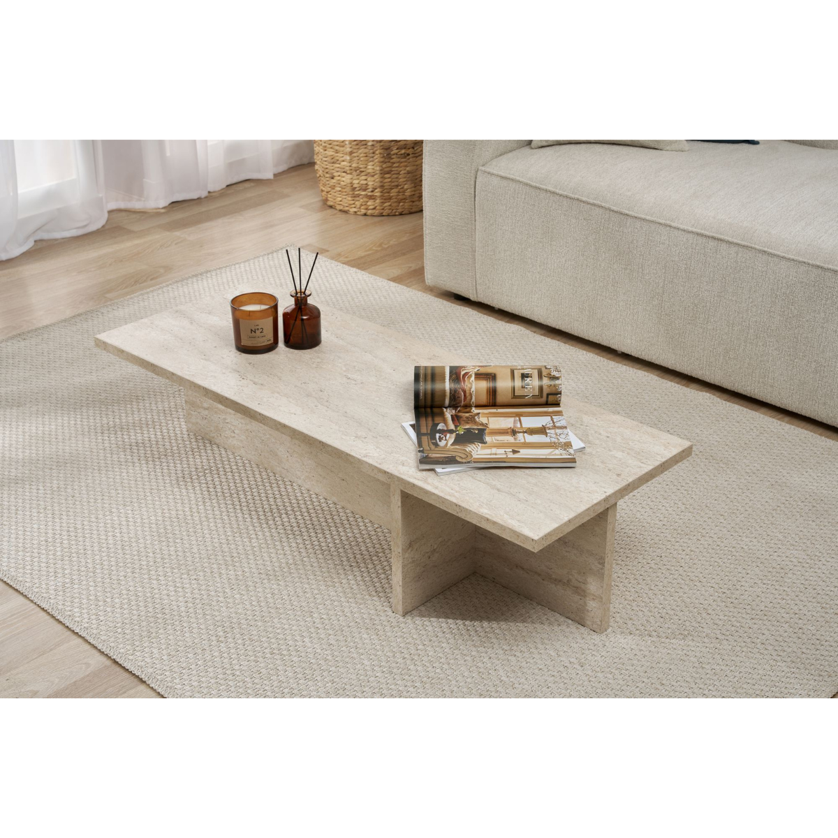 Calicosy - HARBOR Salontafel - H30 cm - Travertijneffect