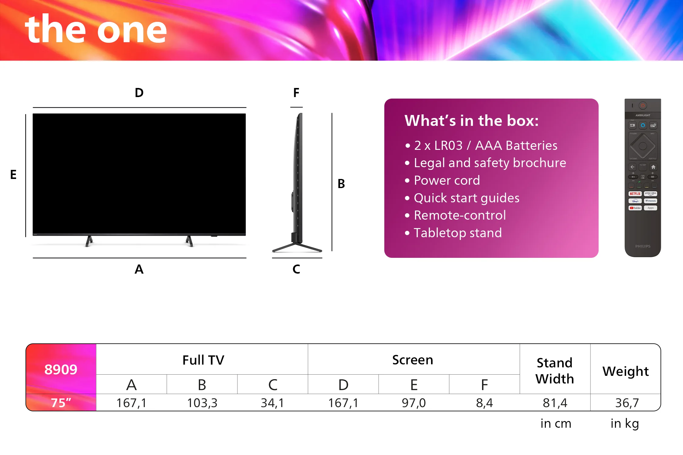 Philips 75PUS8909 The One TV UHD 4K