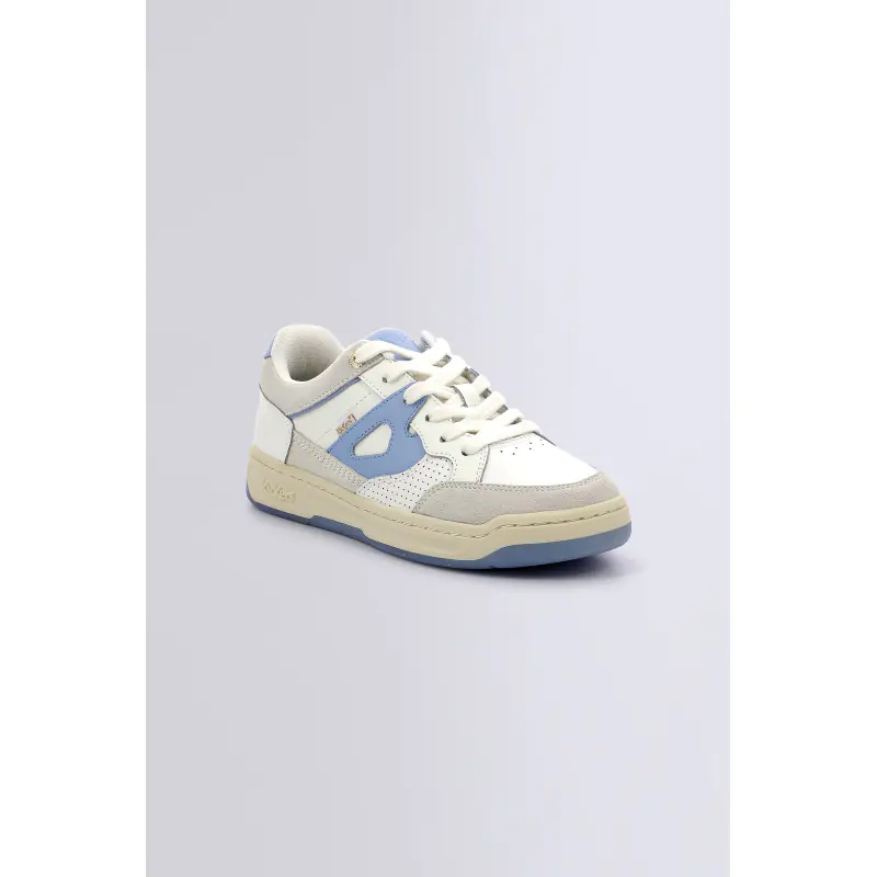 KIKOUAK JUNIOR BLANC BLEU BASKETS BASSES Cuir Mixte