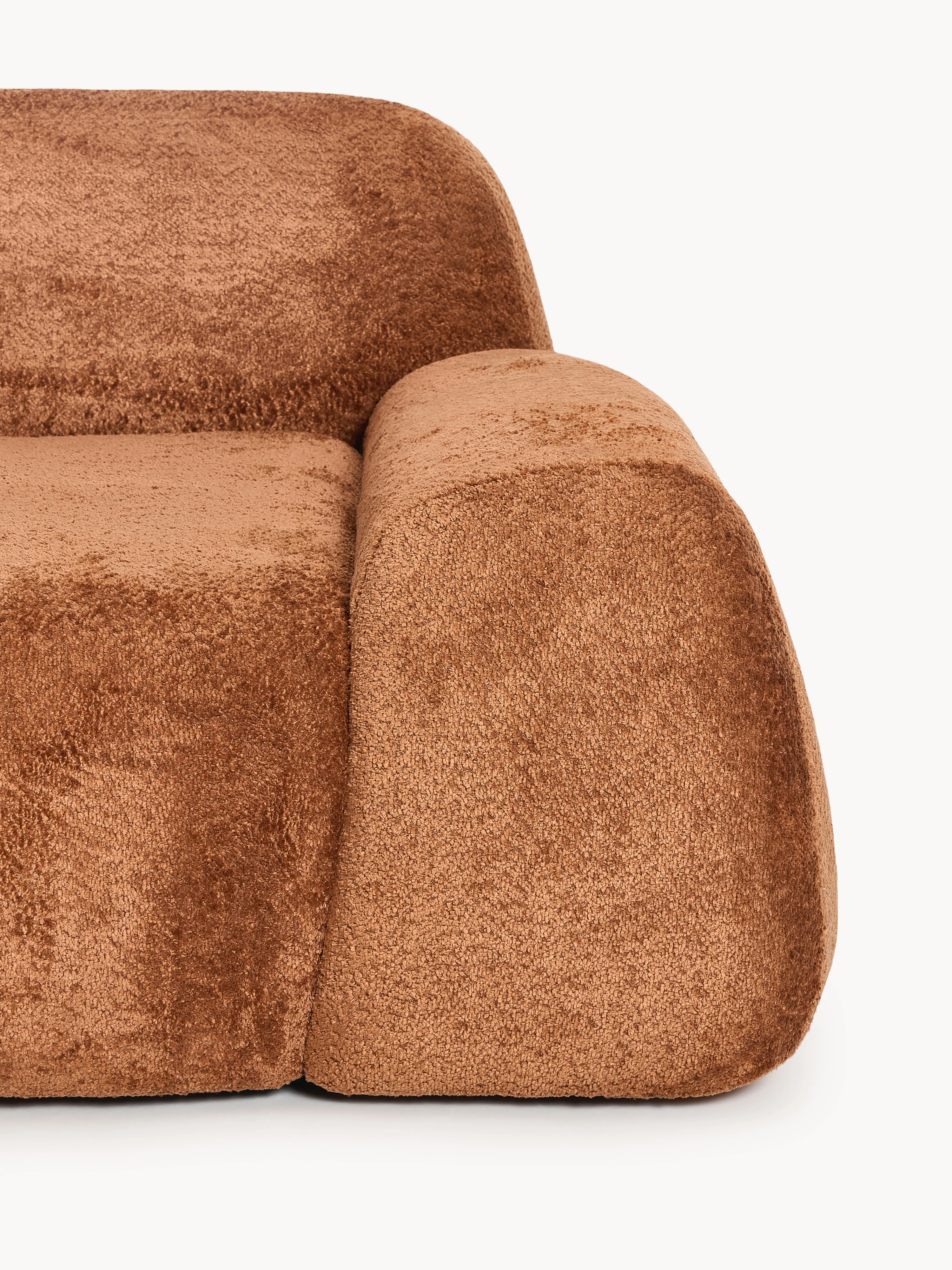 Modulaire teddy-bouclé hoekbank Wolke (4-zits) met chaise longue