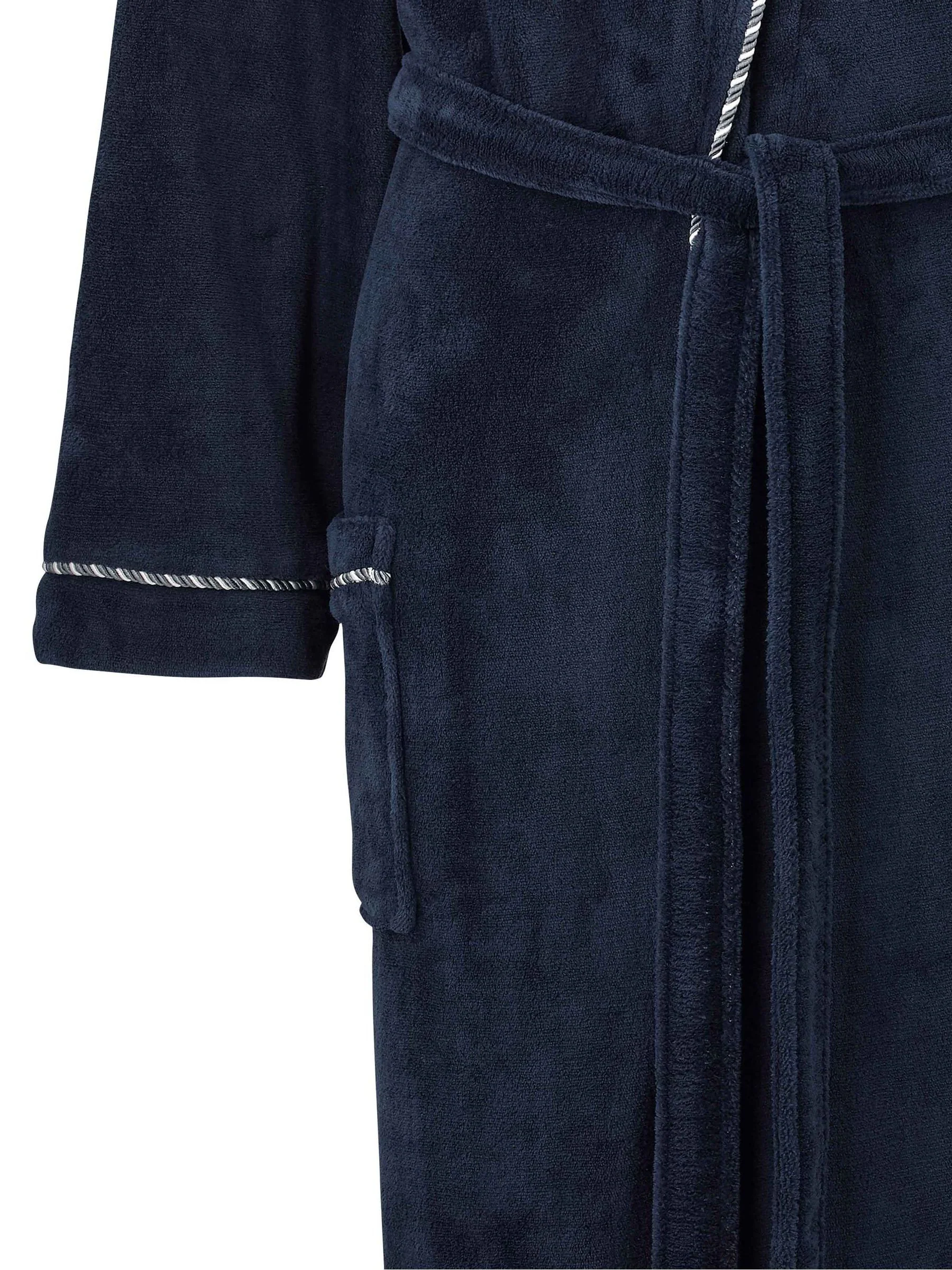 Savile Row Company Blue Lightweight Soft Fleece Rope Edge Dressing Gown