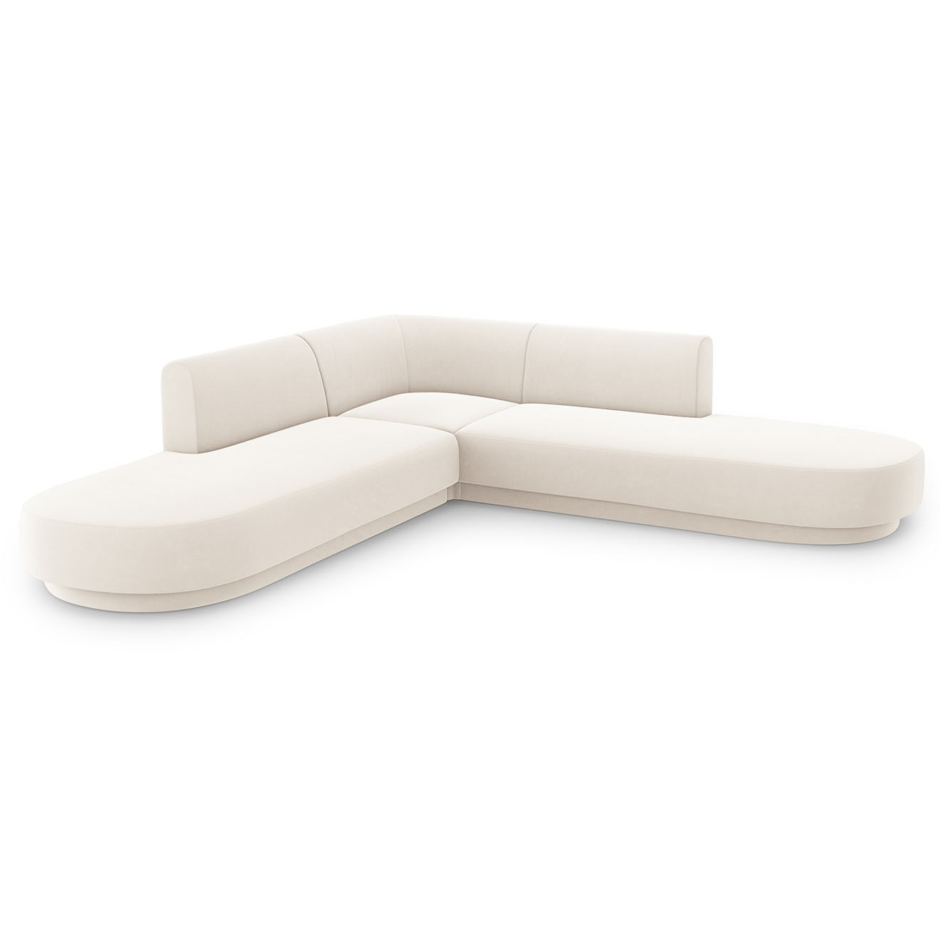 Micadoni Limited Edition Canapé d'angle symétrique En Velours Miley 5 Places beige clair - 220x220x74 cm