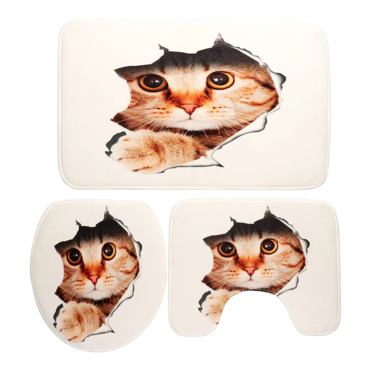 viva domo - Badezimmer-Set „Katze“, 3-teilig