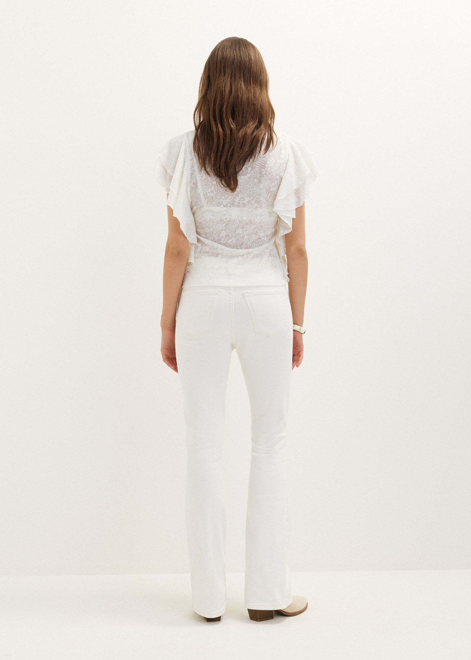Jacquard T-shirt met ruches