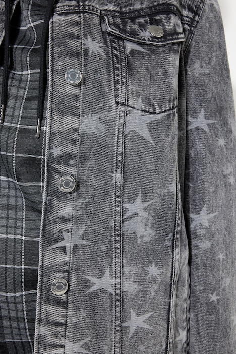 Jeansjacke, oversized, Sternen-Print