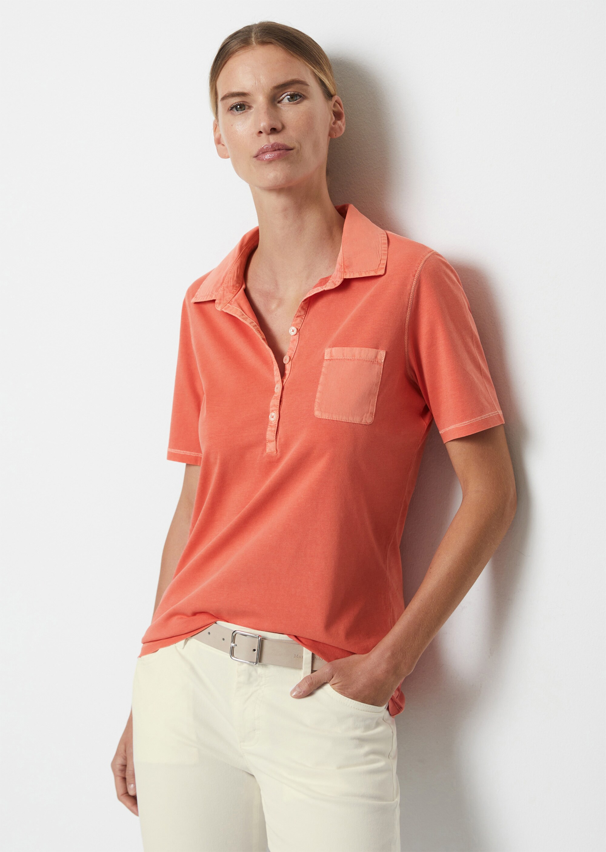 Kurzarm Poloshirt regularmit Material-Mix-Details