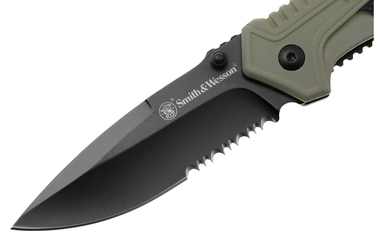 Smith & Wesson S.A.1100036 Spring Assisted Drop Point, OD-Green, zakmes