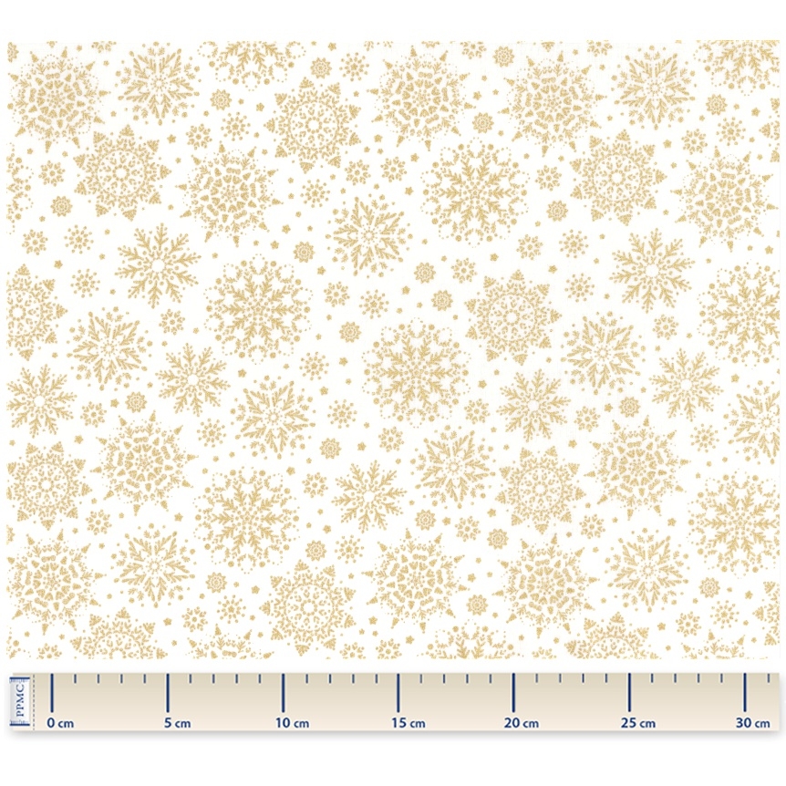 Coupon Tissu 1 M Ex2449 Flocon De Noel Or Ecru
