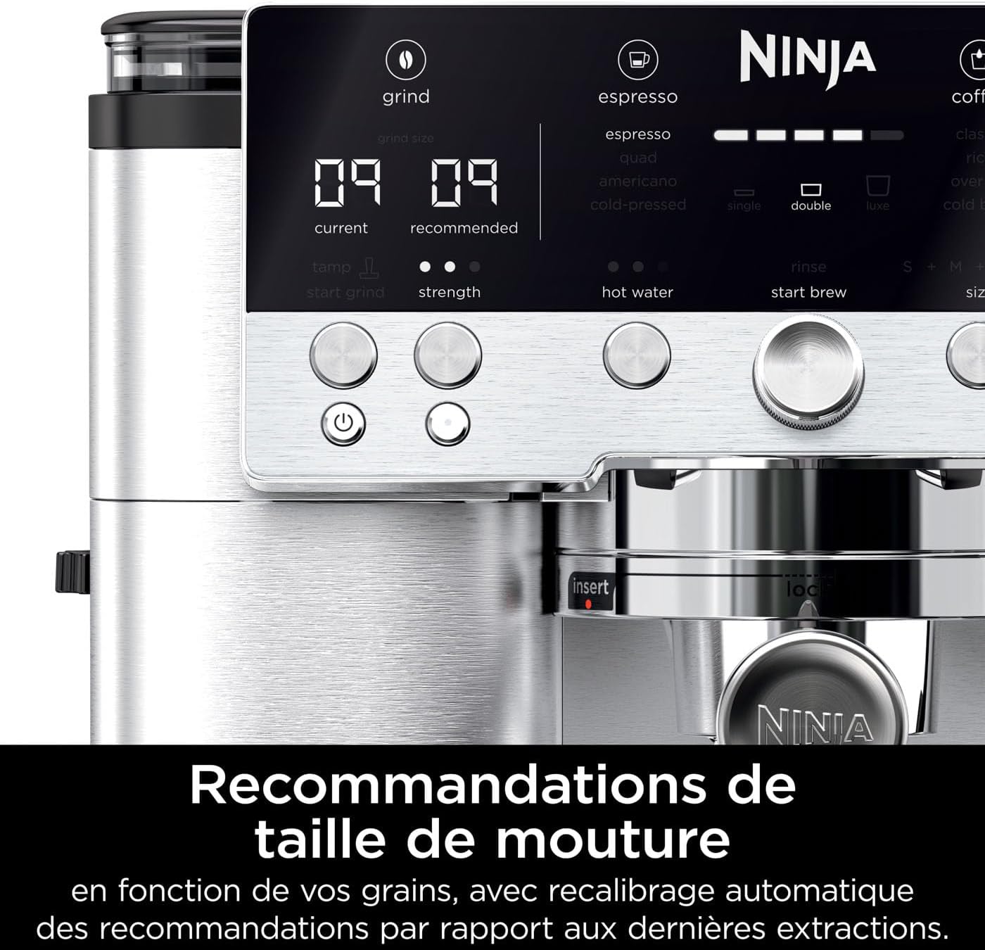 NINJA Machine à café Luxe Premier 3-en-1, Latte, Cappuccino, Infusion à froid et Espresso avec broyeur à grains et mousseur à lait intégrés, facile à