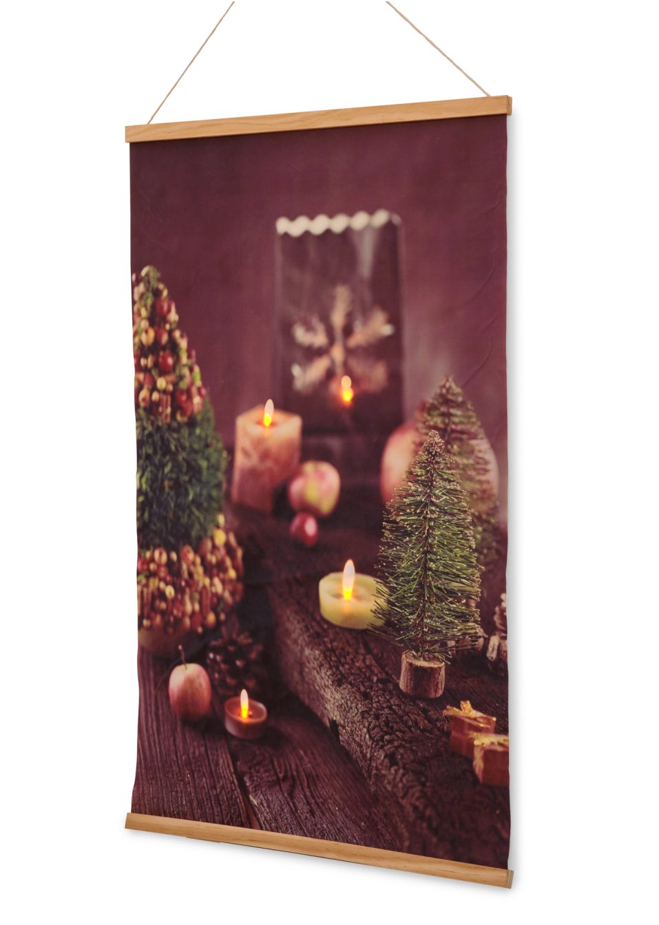Tableau sur toile tissée LED avec bougies et décorations