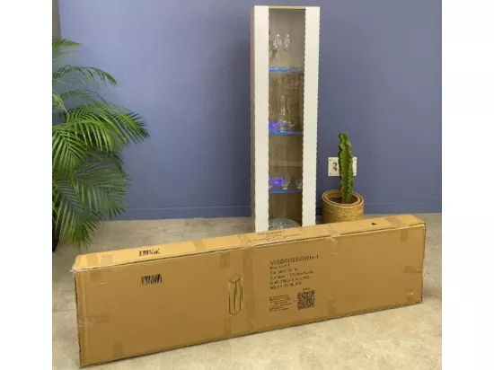 Vitrine pour Salon Salle à manger en Blanc avec LED 40x29x167cm Luke V5