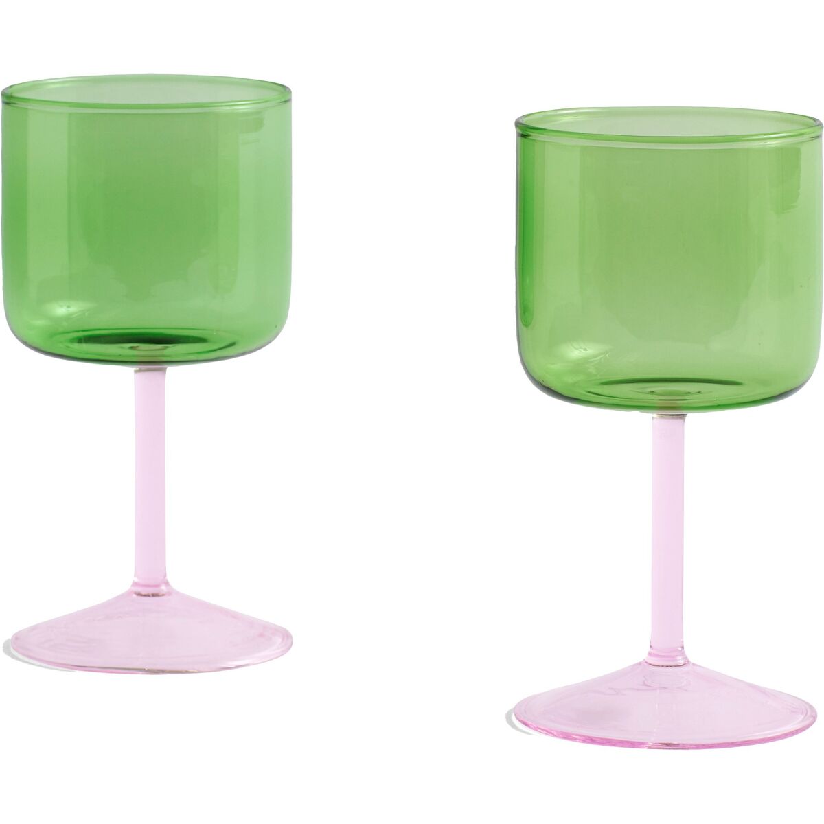 Vinglass 2 stk, grønn/rosa