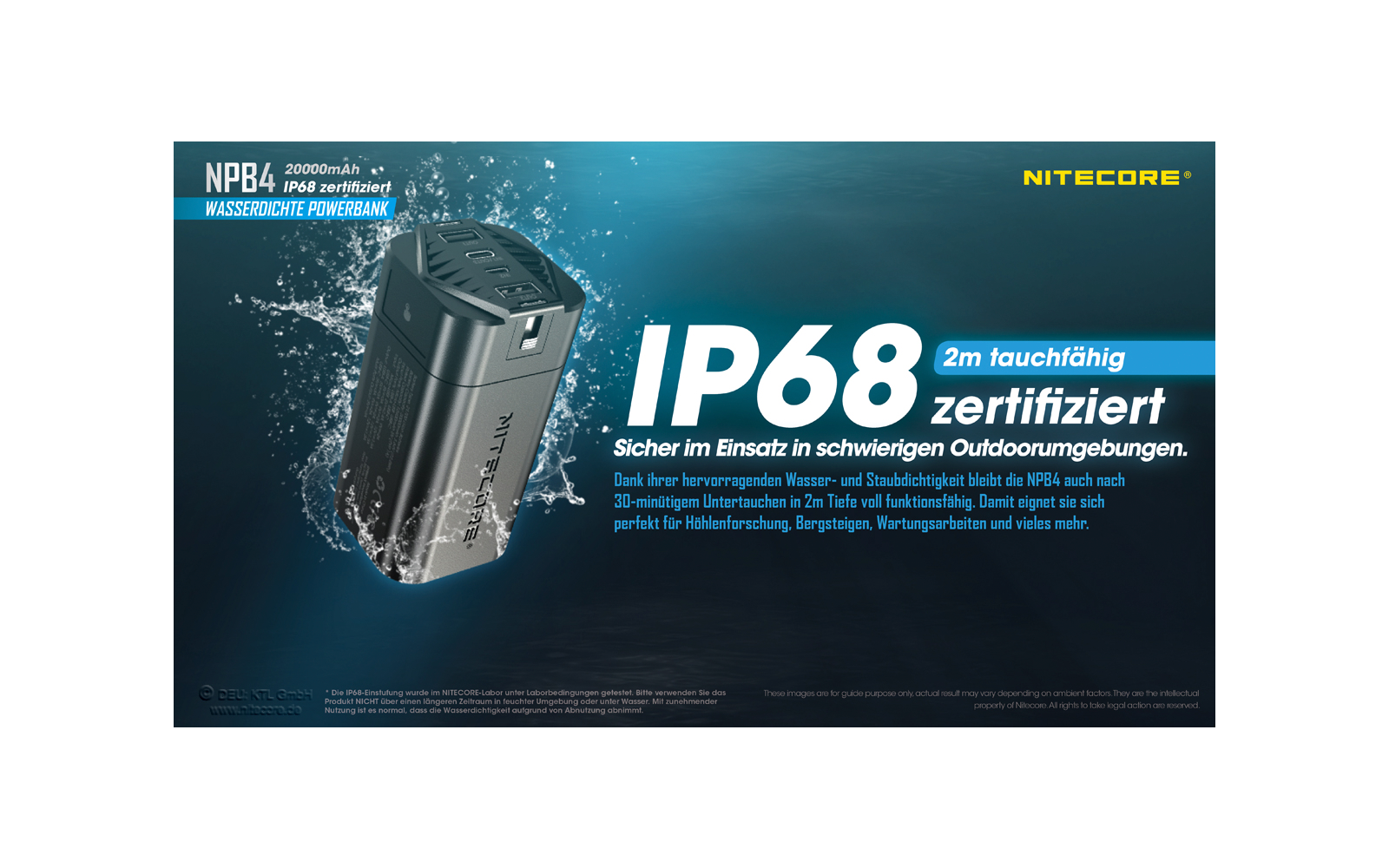 Nitecore Powerbank NBP 4 20000 mAh wasserdicht