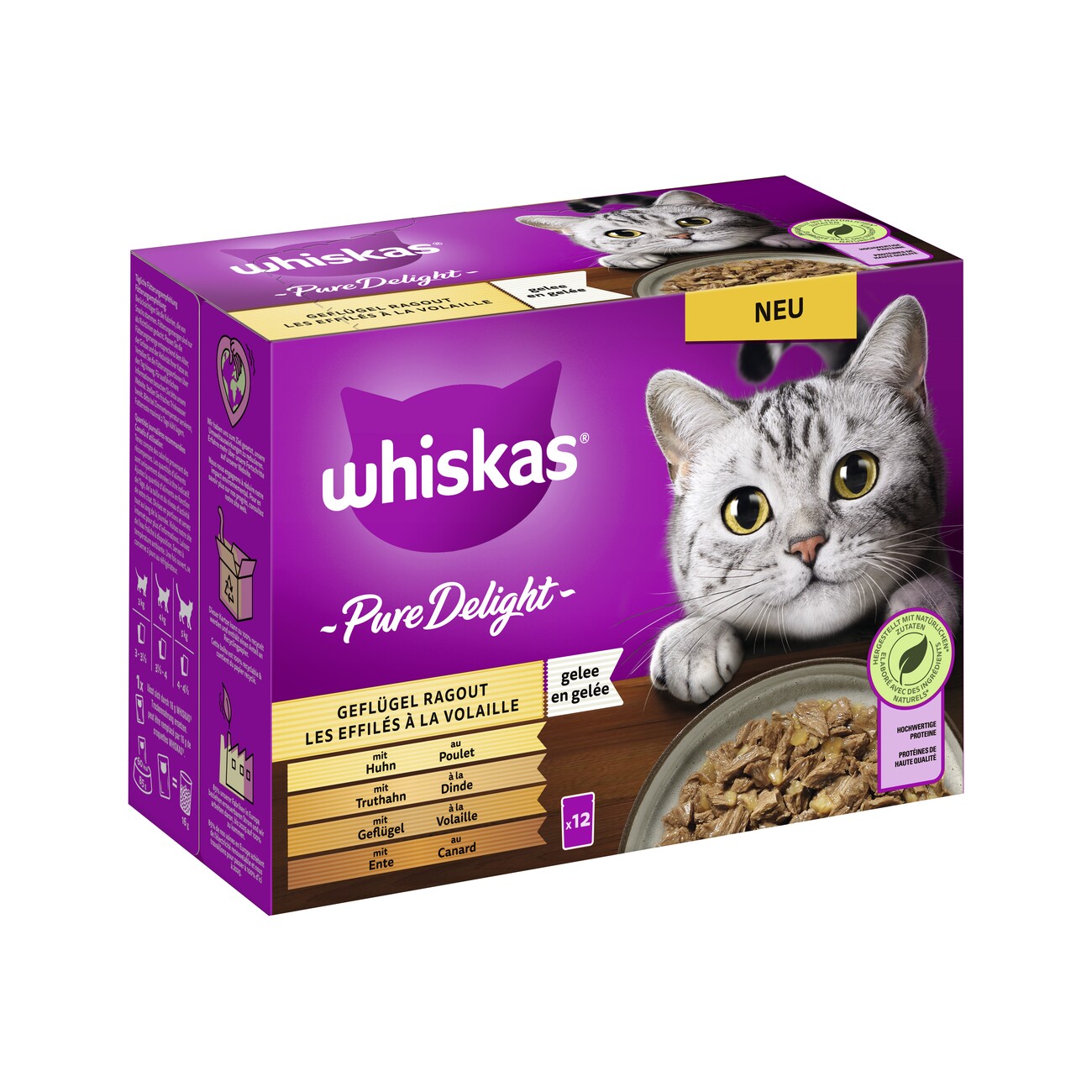 Whiskas Pure Delight Multipack Geflügel Ragout in Gelee 12 x 85g