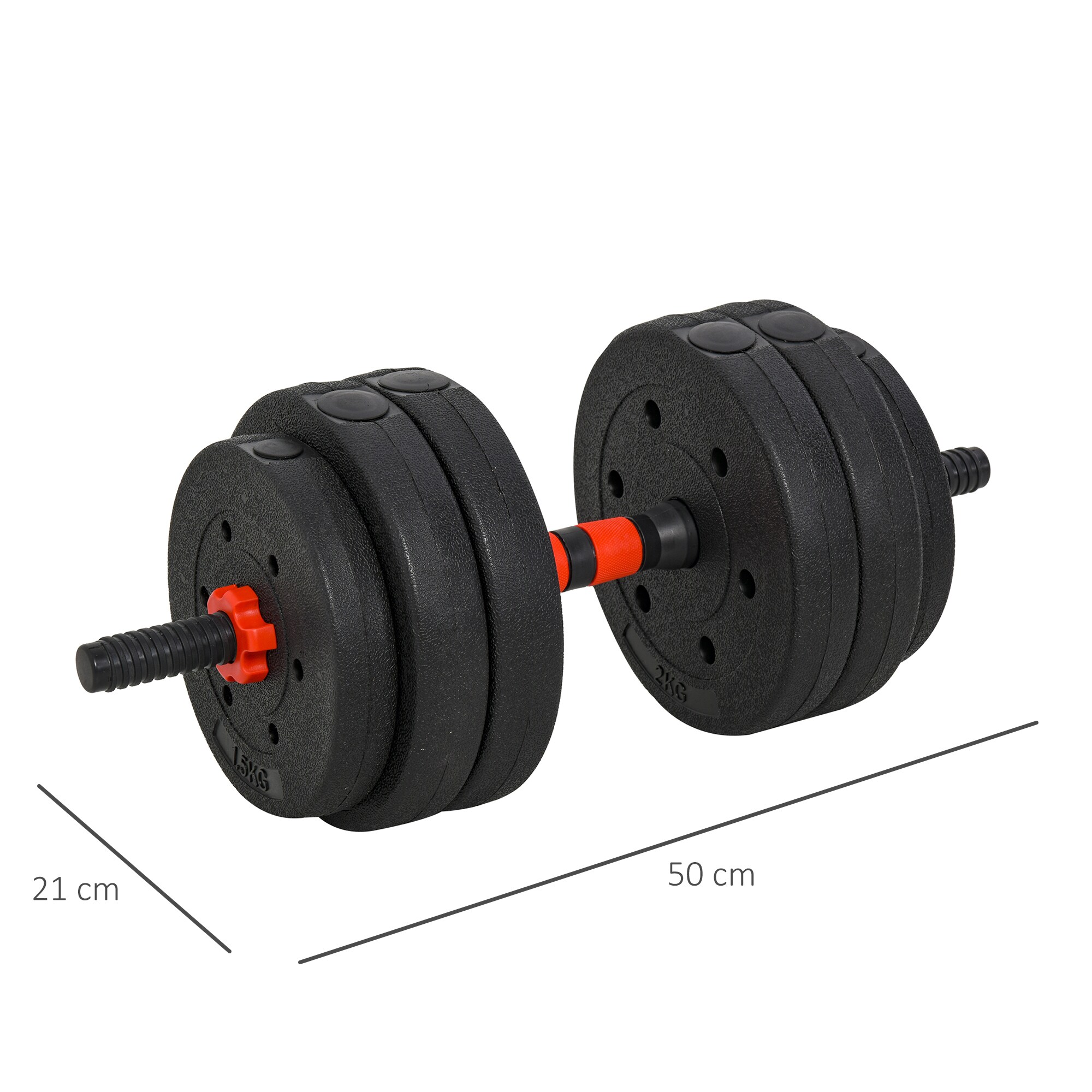 HOMCOM Hantel sowohl als Kurz als auch als Langhantel verwendbar schwarz Ø21x50 cm