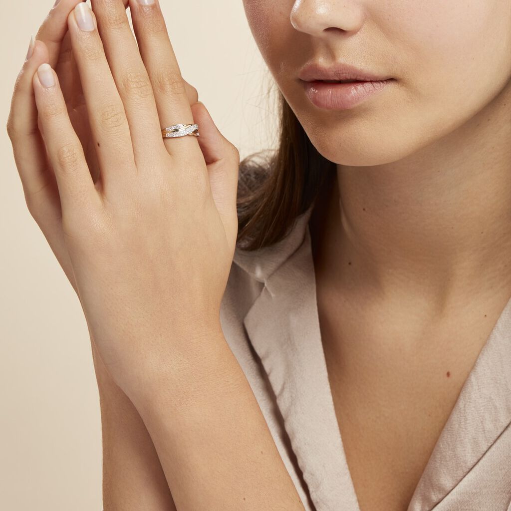 Bague Bandeau Or Jaune Oxyde De Zirconium