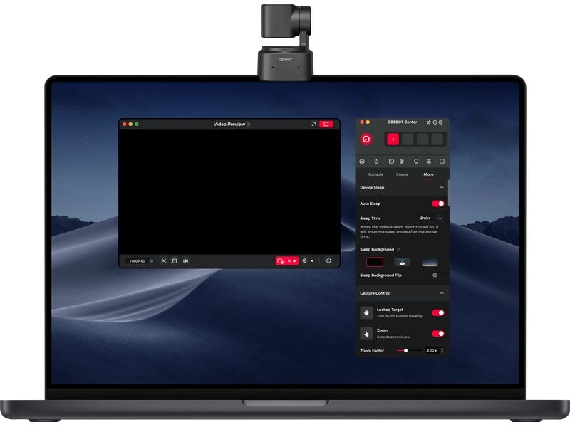 Obsbot USB Kamera Tiny 2 Lite 4K 30 fps, AI Tracking AI-gesteuerte 4K-PTZ-Webcam