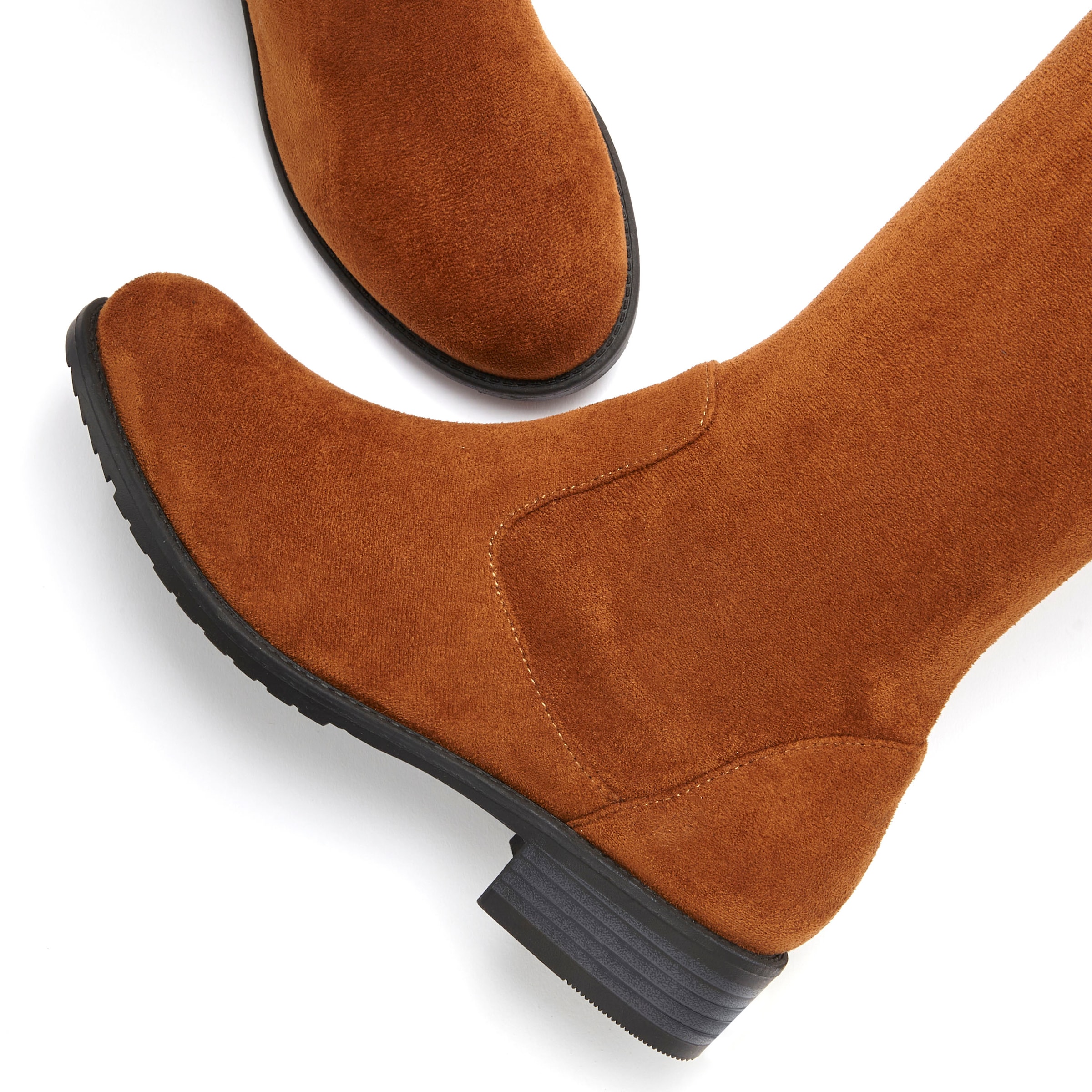 LASCANA Overkneestiefel »Stiefel, Langschaftstiefel«  mit elastischem Weitschaft und raffiniertem Flechtdetail