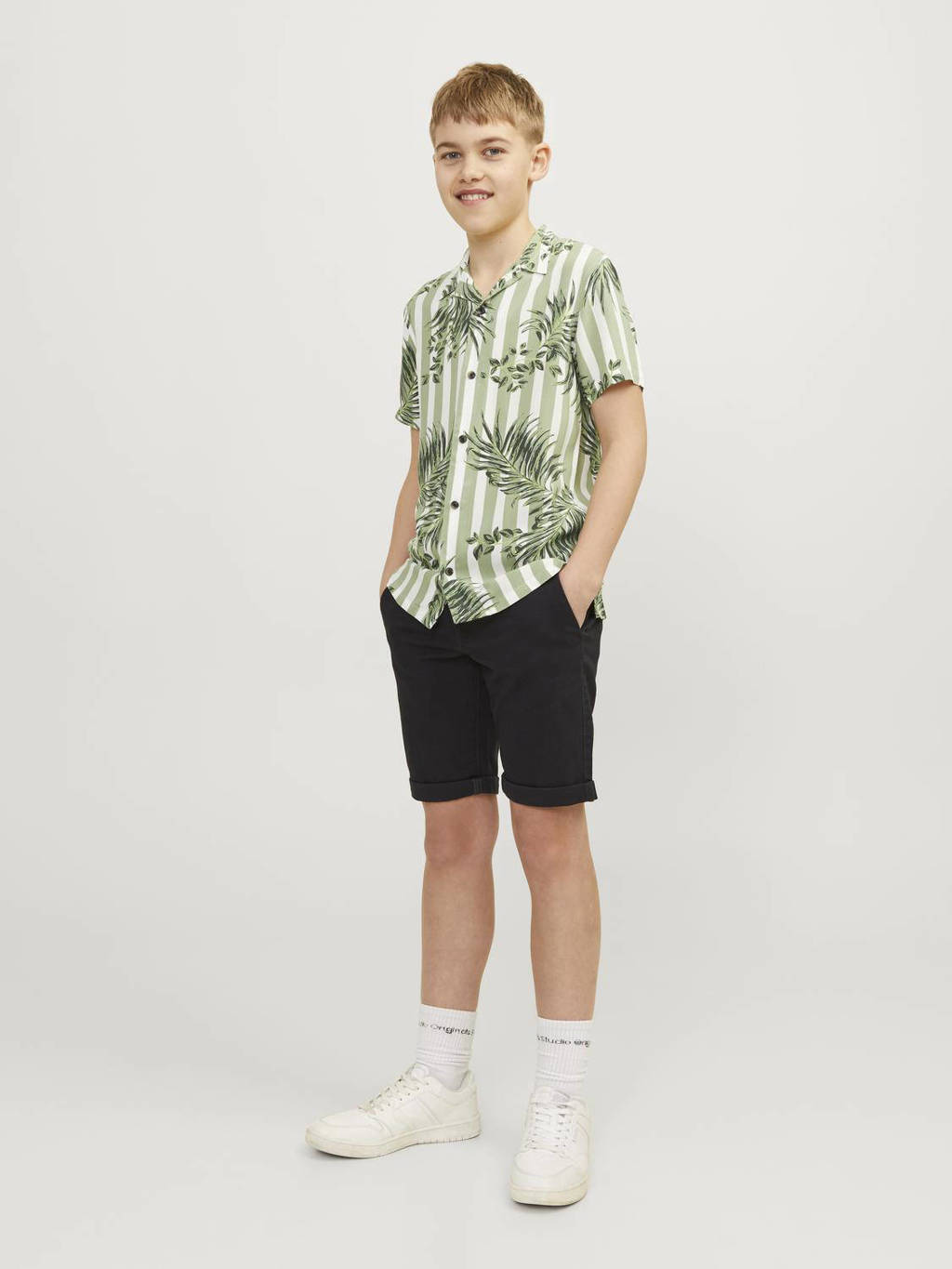 JACK & JONES overhemd JJJEFF RESORT met all over print lichtgroen/wit