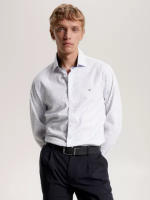 Camisa de veludo cotelê slim com estampa floral miúda
