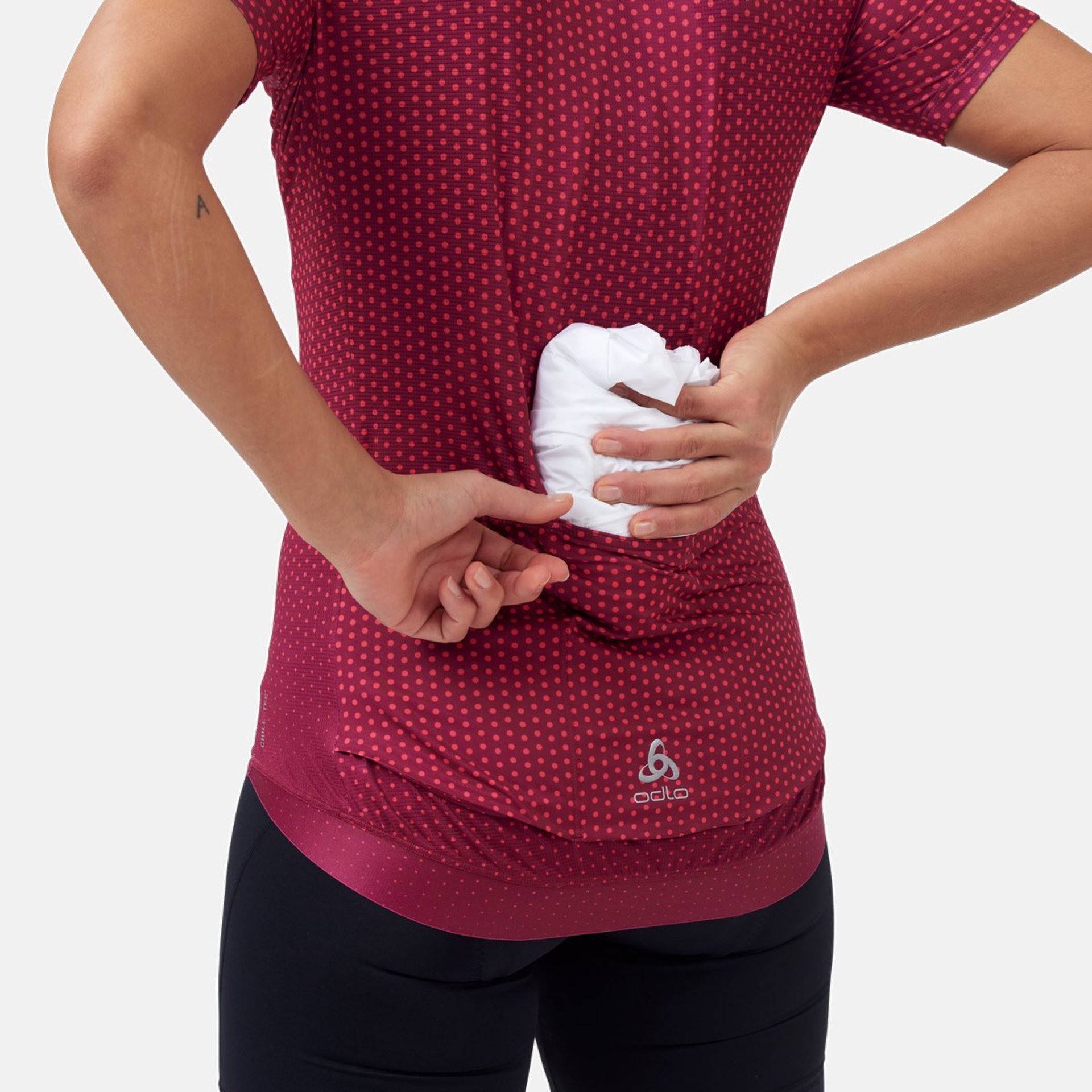 Odlo Zeroweight Full Zip Fietsshirt Korte Mouwen Roze/Paars Dames