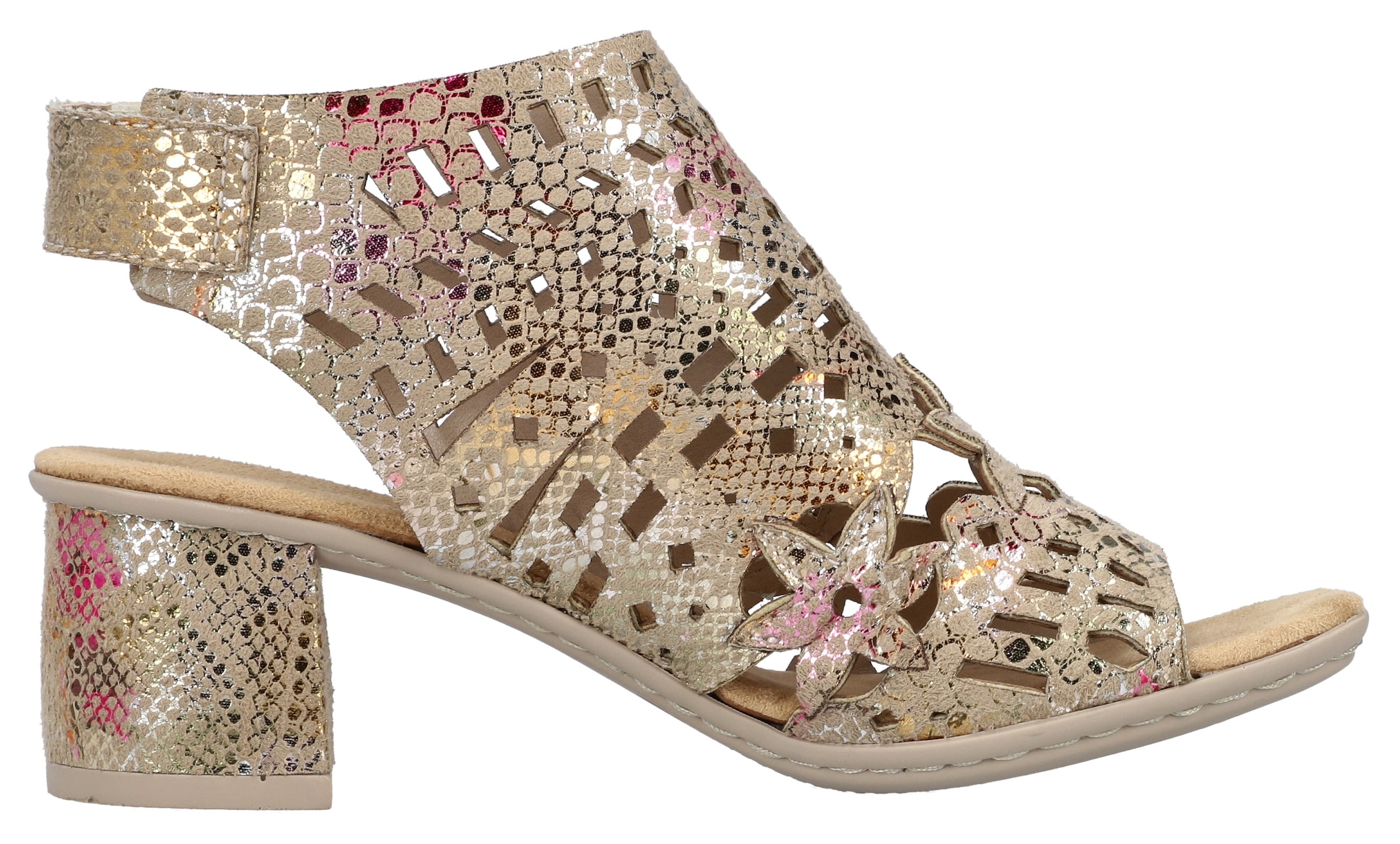 Rieker Sandalette  Sommerschuh, Sandale, Blockabsatz, mit modischer Schaftgestaltung