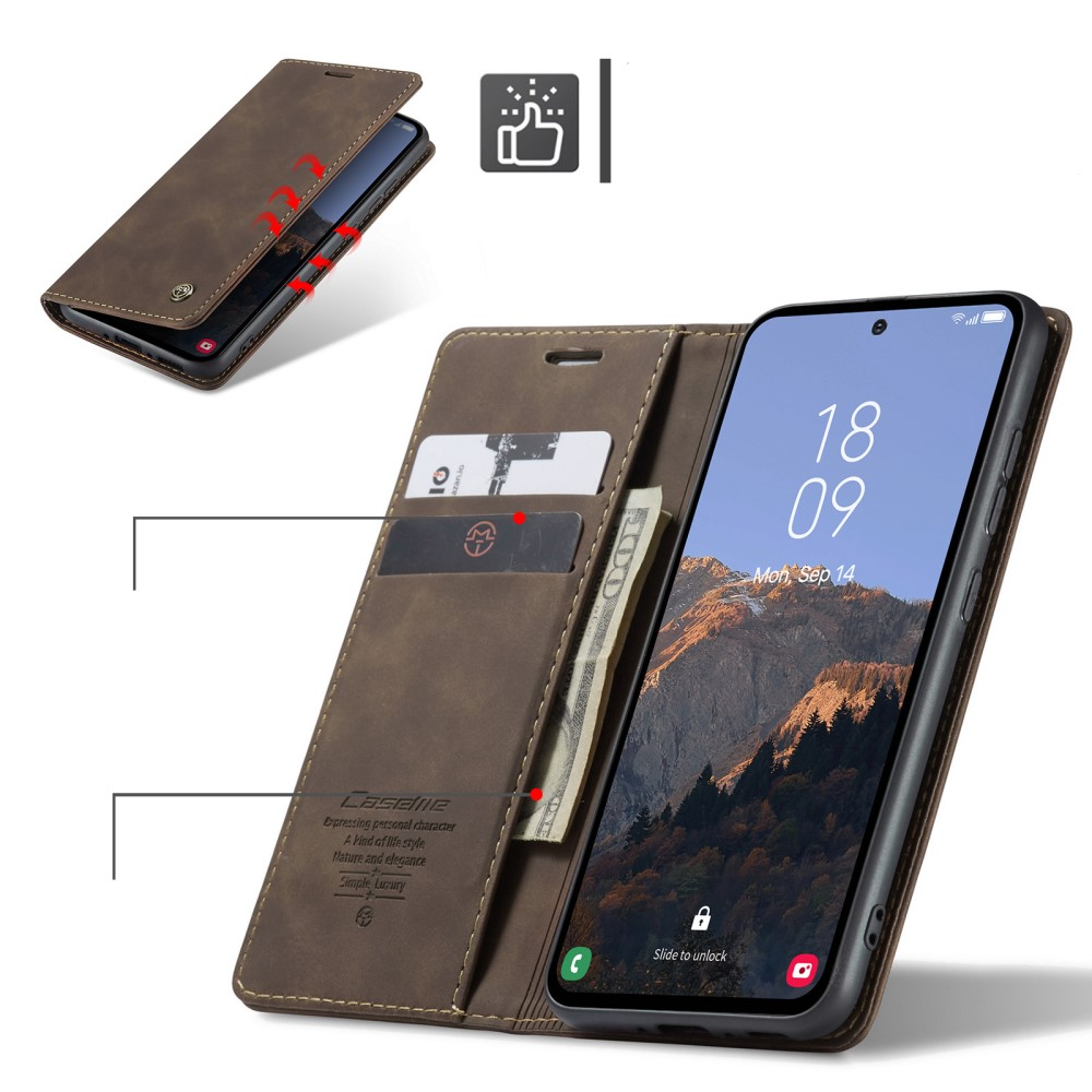 Samsung Galaxy A54 5G Leder Tasche Flip Wallet Etui mit Kartenfächern - Dunkelbraun