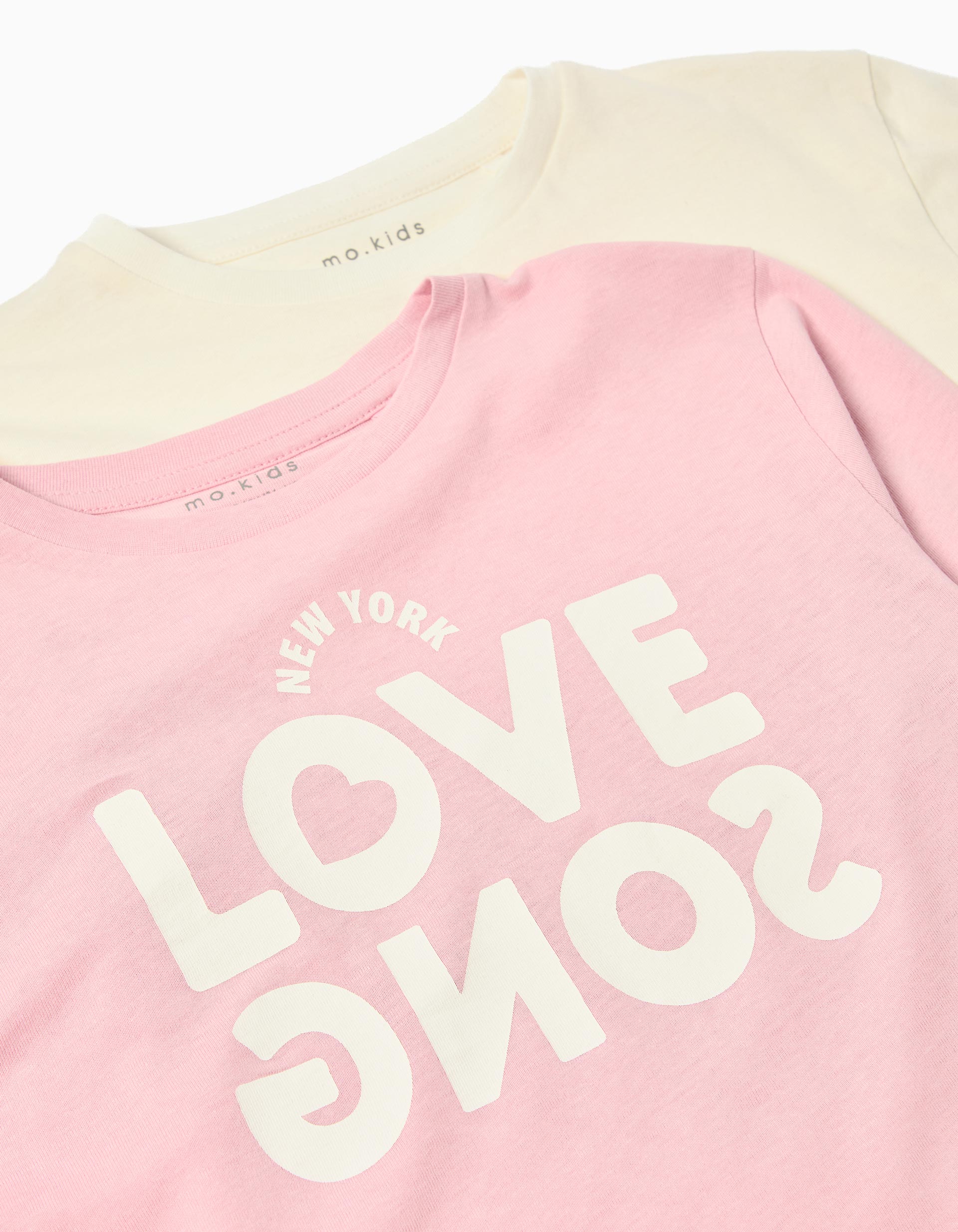 Pack 2 T-shirts de Manga Comprida, Menina, Rosa Claro