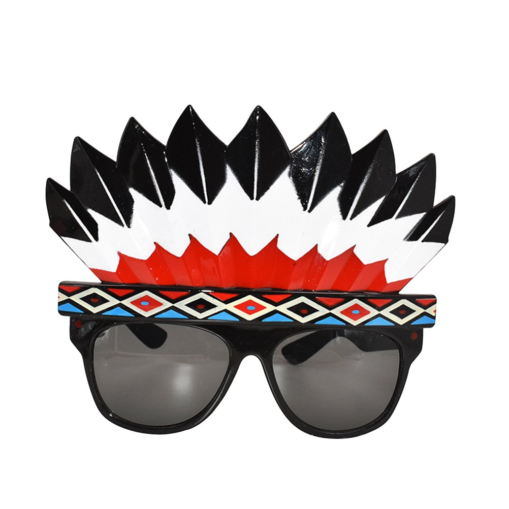 Photo Booth Party Brille Fotorequisite Sonnenbrille Verkleidungs Accessoire für lustige Bilder - Indianer Feder