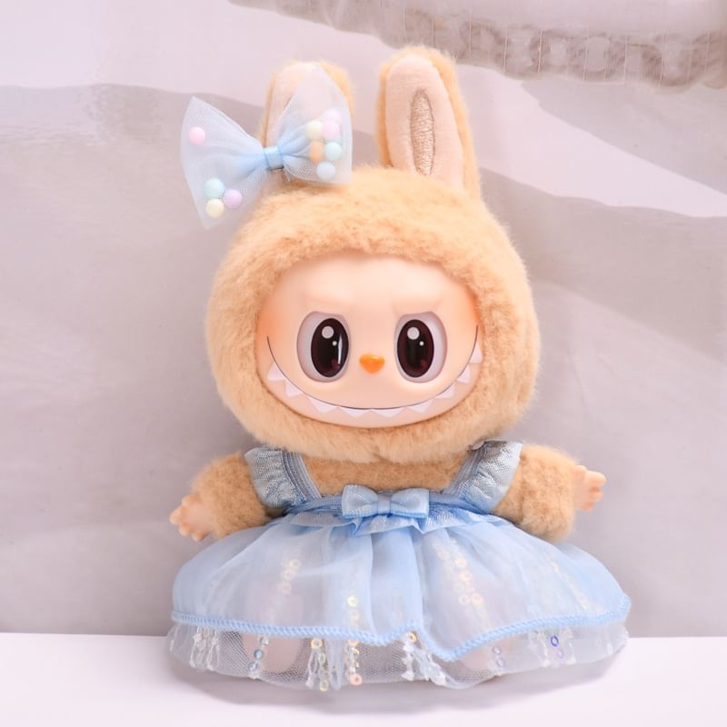 Masoom - Set: Strikdetail Prinsessenjurk Poppenkleding + Haarspeld - 17cm