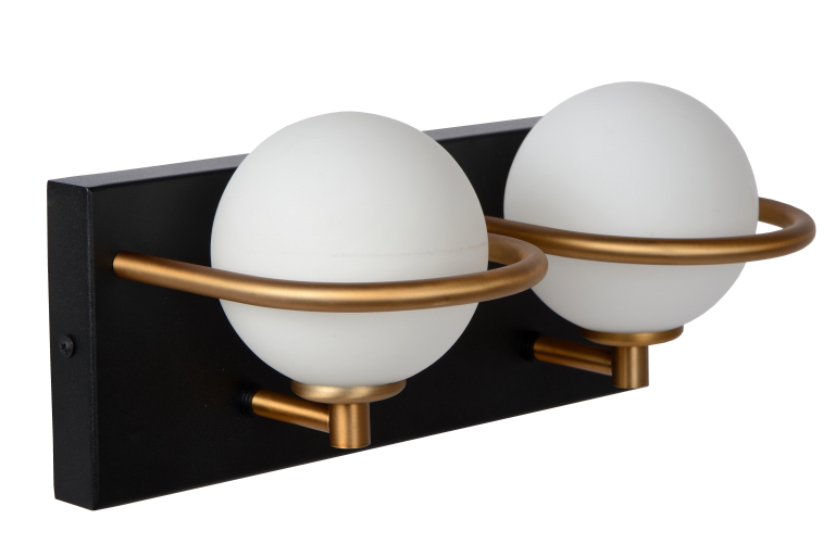 Lucide Isobel 2 wandlamp badkamer IP44 zwart
