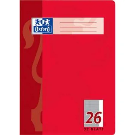 Oxford Schulheft A4, kariert, Lineatur 26, 32 Blatt, rot, SCRIBZEE®, Optik Paper®