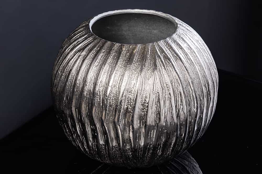 Moderne Vase ELEGANCE 25cm silber Hammerschlag Design