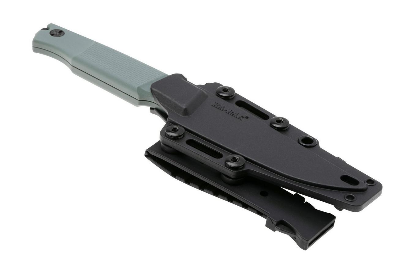 KA-BAR Apex 5500 Blackwashed D2, Grey-Green GFN, vaststaand mes, Petr Janda design