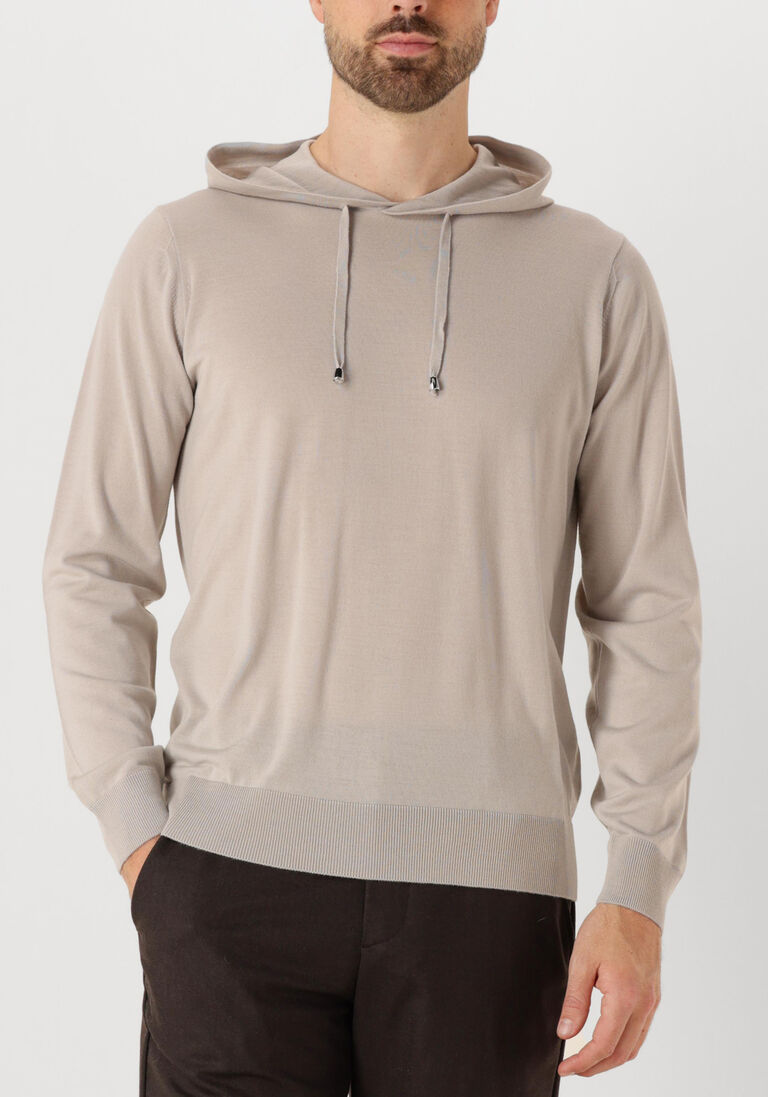 beige filippo de laurentiis truien/vesten cappuccio ml r merino