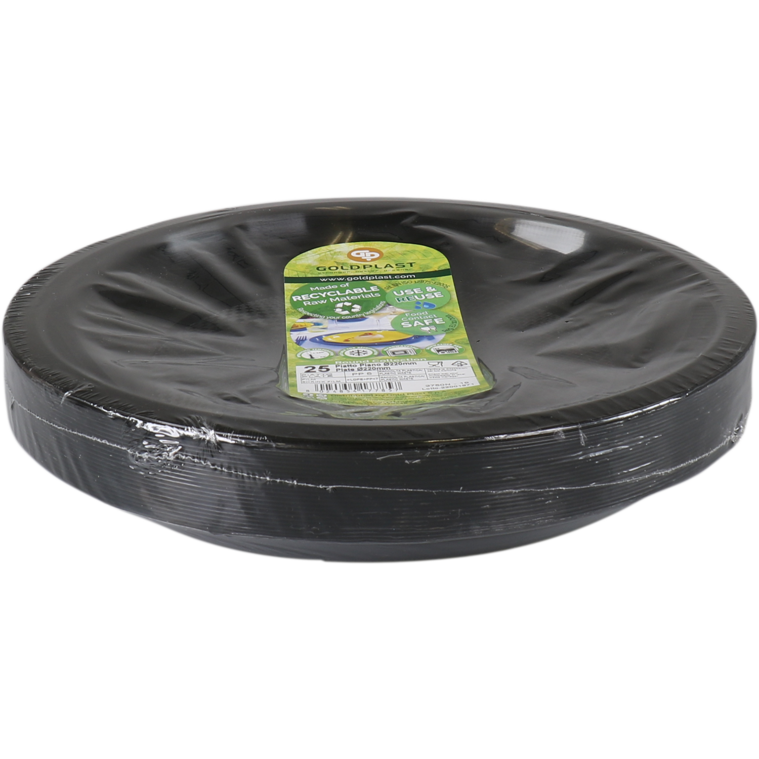 Goldplast Bord, Use & reuse, reusable, rond, 1-vaks, pP, Ø22cm, zwart